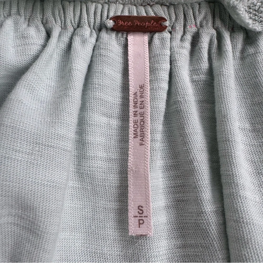 Free People Persuasion Embroidered‎ Balloon Sleeve Top Sz S Mint Green Pink Boho